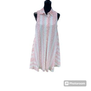 Emma & Michele sleeveless flowing summer dress pink flowers fully lined Retro